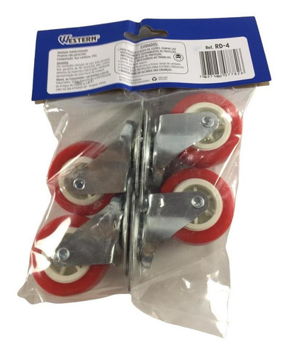 Imagem 2 de 6 de Mini Rodízio/ Rodinha Preta 46 Mm - Kit Com 4 Unidades K4281