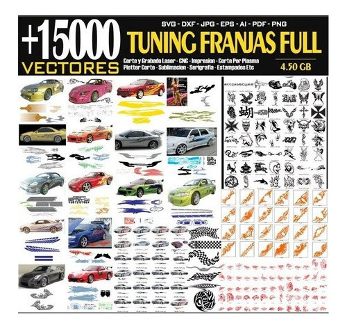 Pack Vectores Tuning Franjas Calcomanias Para Carro Motos