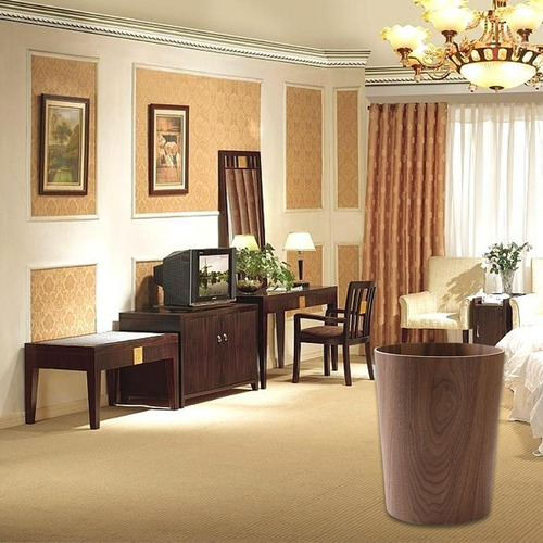 Bote De Basura De Madera Maciza Natural Estilo Madera 1 Piso