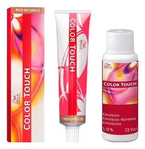 Tintura Color Touch 60g + Ox Emulsion 13 Vol 120 Ml Wella Tono 7 Rubio Oscuro