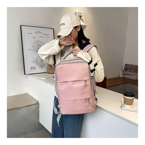 Mochila De Viagem Feminina Com Porta De Carregamento Usb Cor Púrpura