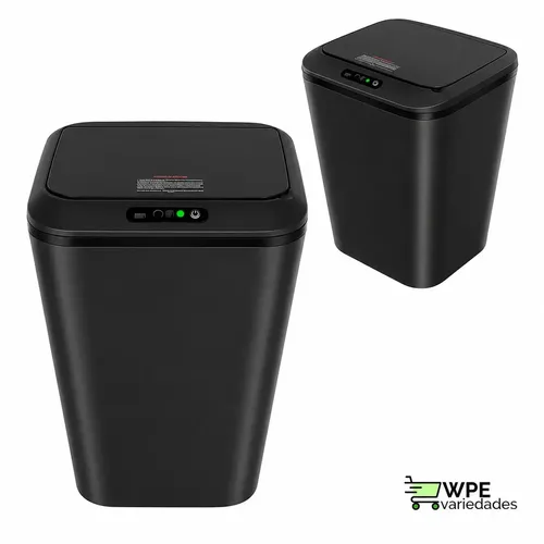 Lixeira Inteligente Automática com Sensor para Cozinha e Banheiro, 16 Litros Preto