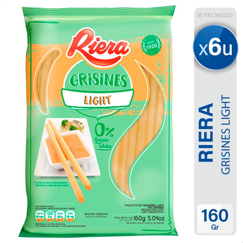 Grisines Riera Light 0% Grasas Totales - Pack X6 Unidades