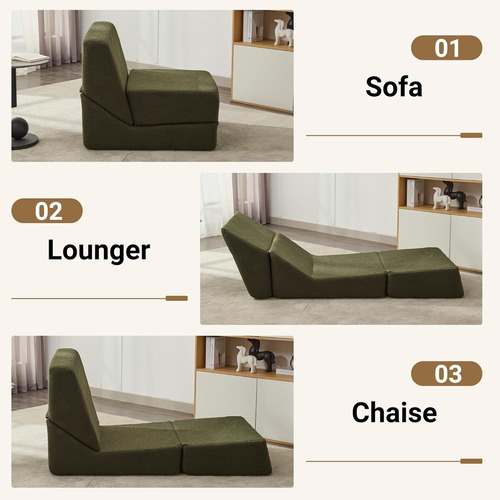Sofá Cama Plegable 3 En 1 Con Espuma Viscoelástica