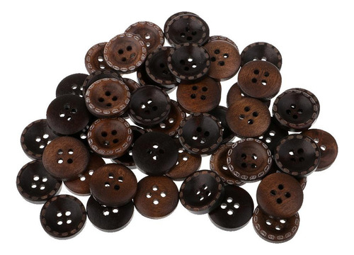 Nuevo Botones De Madera Vintage De 4 Agujeros De 50 Piezas