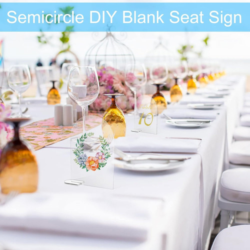 Placas Numéricas Acrílicas Para Mesas De Bodas Con Soportes 10 Piezas - Transparente