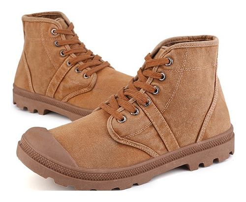 Moda Botas De Suela Gruesa De Lona De Caña Alta Para Hombre