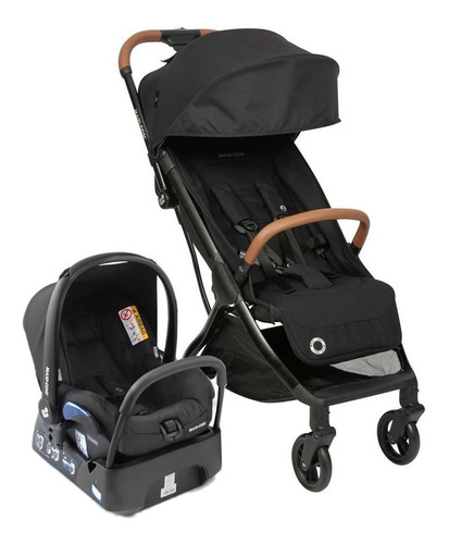 Carrinho de bebê de paseio Maxi-Cosi Eva TS TRIO essential black com chassi de cor preto