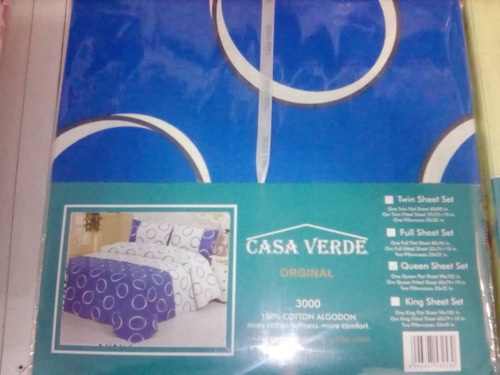 Juego De Sabanas Queen Marca Casa Verde