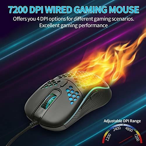 Ratón Para Juegos Honeycomb Con Cable, Retroiluminación Rgb