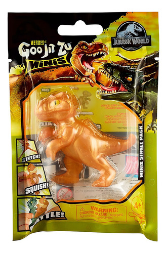 Muñeca elástica de 6 cm, Mini Giganotosaurus Gold, Goo Jit Zu