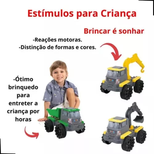 Caminhão De Brinquedo Grande Profissão Criança Didático.