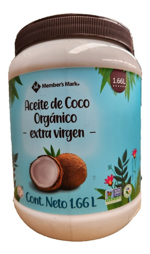 Aceite De Coco Organico Extra Virgen 1.66 L Members Mark