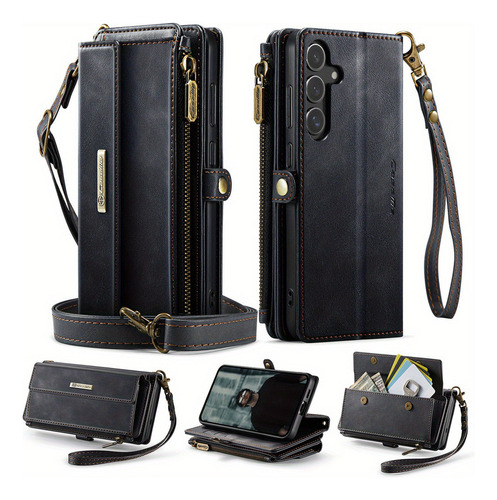 Funda De Piel Tipo Cartera Con Cierre Cruzado For Samsung Galaxy S25 Ultra S25 Plus S25 Plus S25 Con Bloqueo Rfid