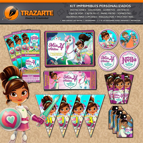 Kit Imprimible Nella Una Princesa Valien Personalizado Candy
