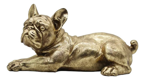 Figura Decorativa Perro Bulldog Recostado Resina Gold 31 Cm