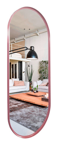 Espelho Oval Corpo Inteiro Com Moldura Em Metal 170x60cm