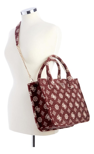 Guess Bolso Tote Sevye De 2 Compartimentos, Ciruela