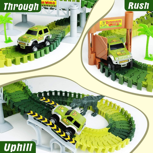 Imagen 5 de 6 de Pista 142 Piezas, Autopista Flexible Dinosaurio, Bestoys