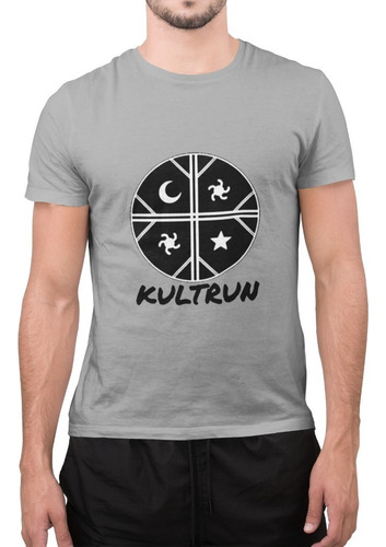 Polera Unisex Kultrun Mapuche Chile Bicolor Estampado Algodo