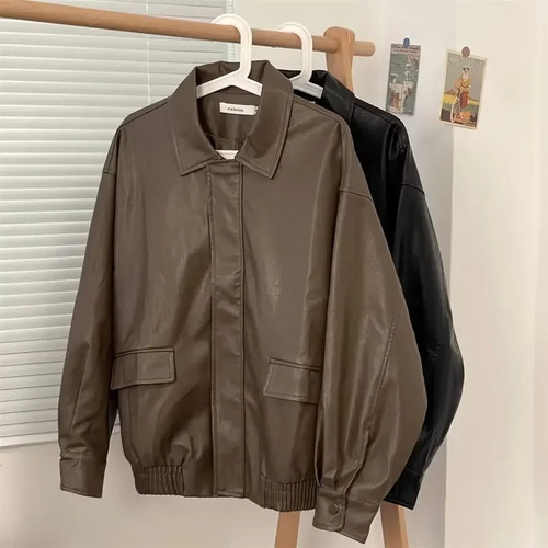 Chaqueta De Cuero Pu Para Hombre, Estilo Motocicleta, Moda C