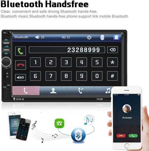 Imagen 4 de 10 de Auto Estéreo 7018b 2 Din Pantalla Táctil Mp5 Hd 1080p