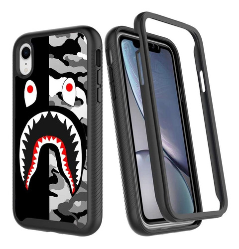 Funda Para iPhone XR, Negro/gris/resistente/rigida