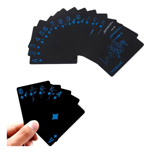 2x Baralhos Black Poker Mágic A Prova D'agua Buraco Dorso Preto Idioma Português Personagem Baralho