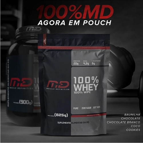 100% Whey Protein 825g Refil - Md Muscle Definition Sabor Coco