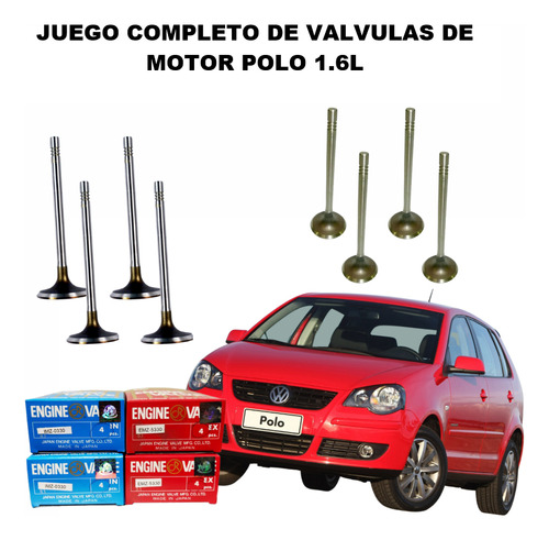 Juego Completo De Valvulas De Motor Volwswagen Polo 1.6l