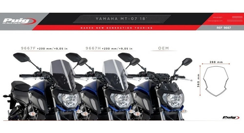 Imagem 3 de 3 de Bolha Puig Touring Yamaha Mt-07 2019/2021 Fumê Claro 9667h