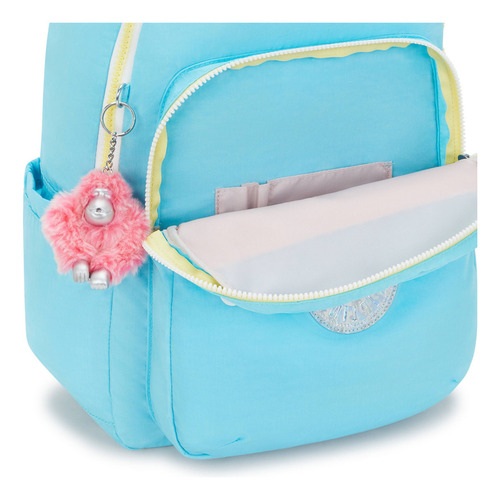Kipling Mochila Seoul Grande 100% Color Blue Sea Mix Diseño De La Tela Color Solido Blue Sea Mix Color Sólido