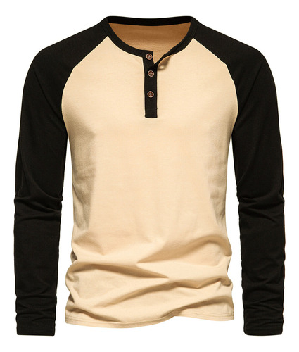 Camiseta Casual Con Cuello Redondo Henley Para Hombre