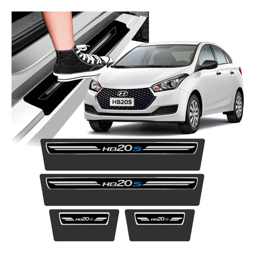 Soleira Hyundai Hb20s 2012 A 2020 Preto Protetor De Portas