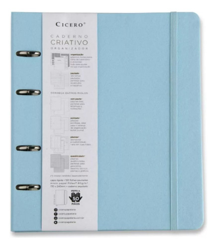 Caderno Criativo Cicero Argolado Pastel Pautado 17x24 Azul