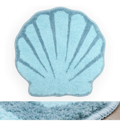 Rora Alfombra Baño Azul Aqua Seashell Forma Dibujo Animado