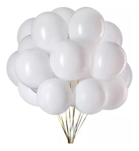 Balão Bexiga Redondo Liso Branco N9 50 Unidades