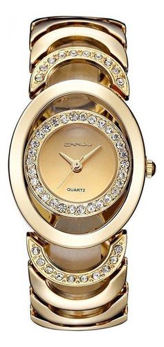 Relojes De Cuarzo Crrju Elegant Diamond Para Mujer Color Del Fondo Dorado