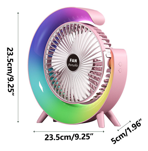 Mini Ventilador De Escritorio Con Carga Usb Con Luz Nocturna