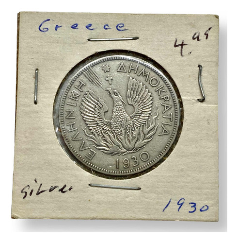 Wow Moneda Antigua De Grecia De 5 Dracmas Año 1930 (Usado)