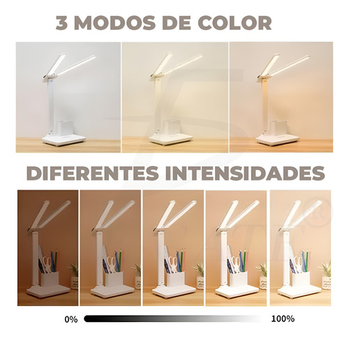 Lámpara Led De Escritorio Doble 3 Modos De Iluminación