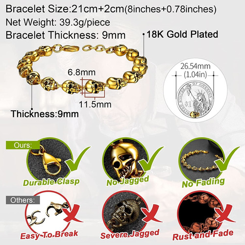 Pulsera De Cala Gótica Para Hombres, Mujeres, Acero I...