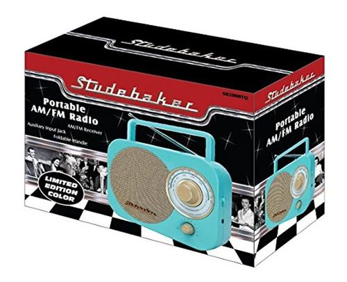 Imagen 4 de 6 de Radio Am Fm Portatil Retro Studebaker Vintage Color Turques