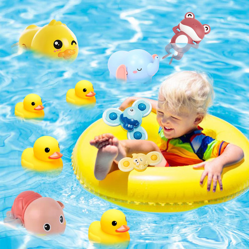 10pzs Juguetes De Baño Para Bebes 1 Año Sensoriales Niños Color Amarillo