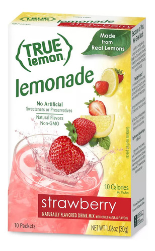 True Lemon Fresa Original En Polvo 10 Sobrecitos