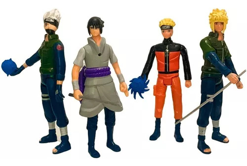 Cartela Meninos Naruto Com 4 Bonecos Coleção Articulados