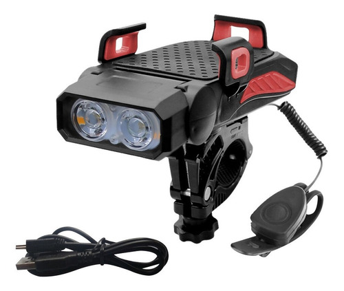 Imagen 1 de 10 de Luz Delantera Led 4 En 1 P/ Bicicleta Power Bank, Recargable
