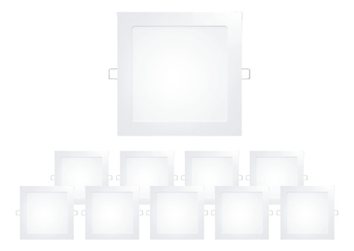 Pack X10 Plafon Embutido Led 18w Cuadrado Panel Luz Blanca