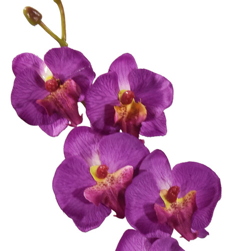 Arreglo Floral De Orquídeas Artificiales 43 Cm Color Morado Base Turqueza