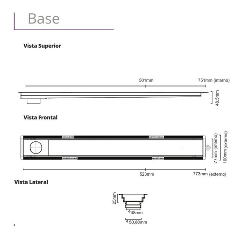 Imagem 2 de 5 de Ralo Linear Versatile Tampa Oculta 75cm - 4257